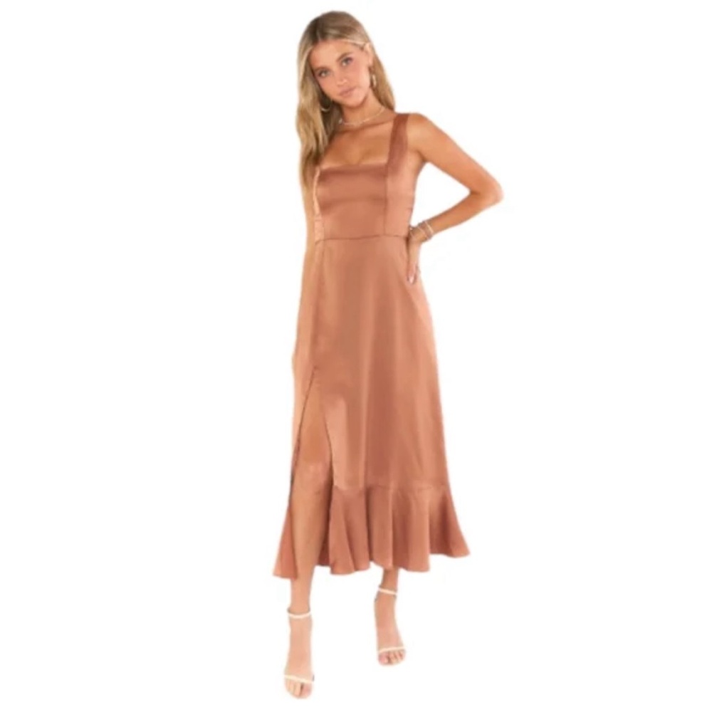 NWT Show Me Your MuMu Weddings Terra-cotta Satin Claire Midi Dress